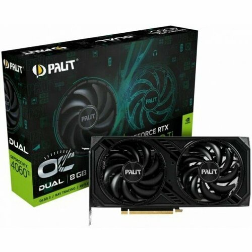 Видеокарта Palit RTX4060TI DUAL OC NVIDIA GeForce RTX 4060TI 8192Mb PCI-E 4.0 128 GDDR6 2685/9000 HDMIx1 DPx3 HDCP Ret