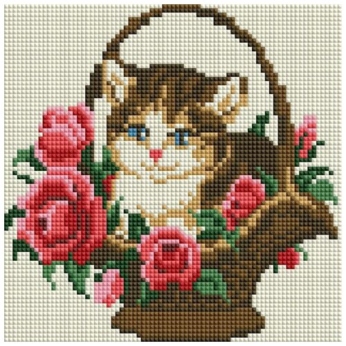 фото Набор для творчества белоснежка алмазная мозайка котёнок в корзинке 20 на 20 см