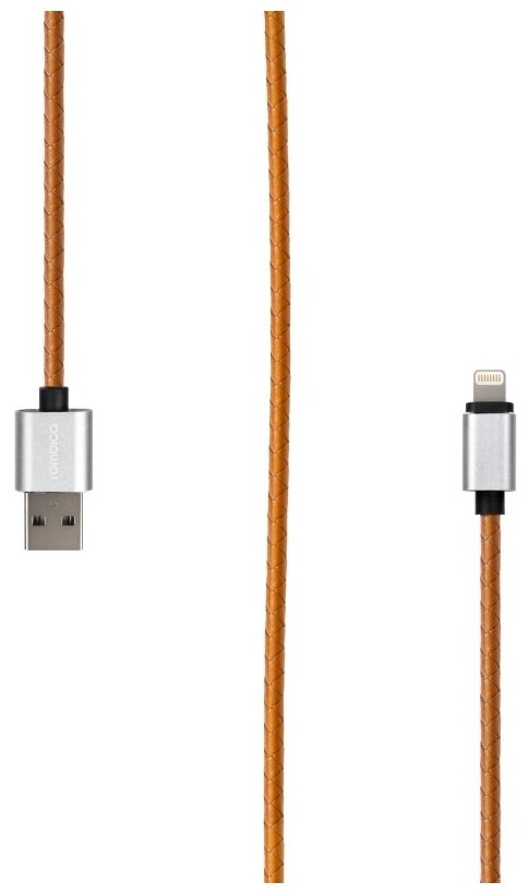 Кабель ROMBICA Digital IL-03, USB - Apple Lightning, MFI (лицензия Apple), оплетка под кожу, 1м, охра