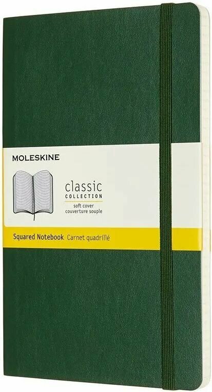 Блокнот Moleskine CLASSIC SOFT QP617K15 13х21см 192стр. в клетку, мягкая обложка, зеленый