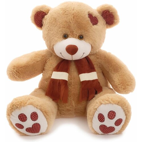 Мягкая игрушка Медведь Тони с шарфом кофейный, 90 см