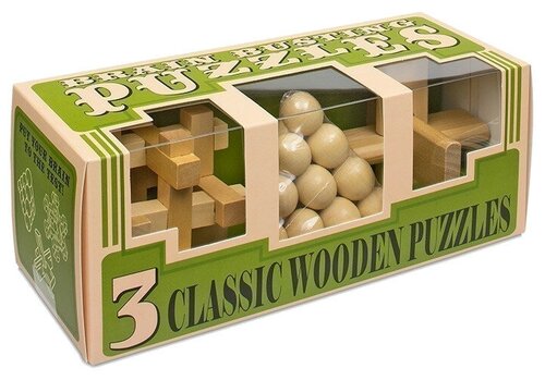 Набор головоломок Professor Puzzle Brain Busting Puzzles 3 Classic Wooden Puzzles 3 шт.