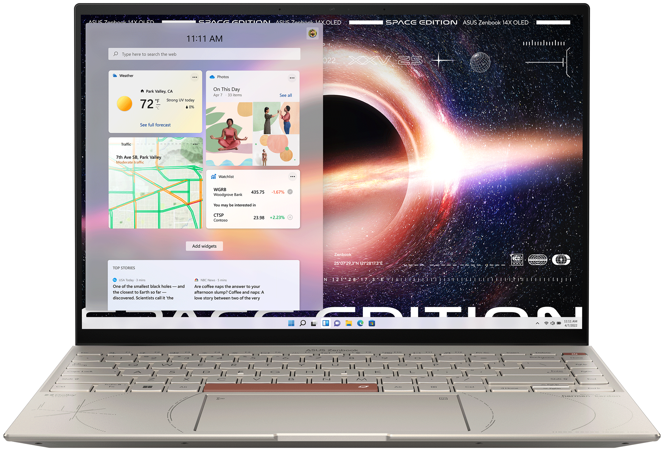 Ноутбук ASUS ZenBook 14X UX5401ZAS-KN032X, 14" (2880x1800) OLED 90Гц/Intel Core i7-12700H/16ГБ LPDDR5/1ТБ SSD/Iris Xe Graphics/Windows 11 Pro, титановый [90NB0WV7-M00A60]