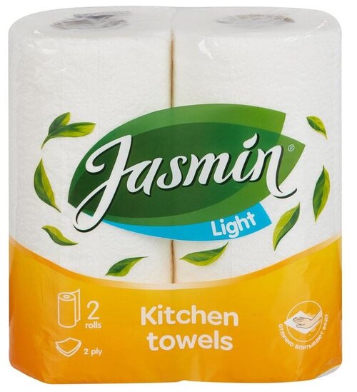 Полотенца бумажные Jasmin Light двухслойные 2 рул., белый 21.5 х 24 см
