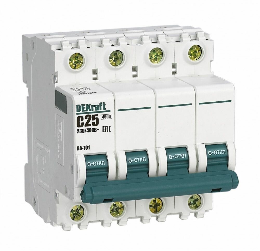 DEKraft ВА-101 Автоматический выключатель 4Р 25А (C) 4,5кА, 11092DEK