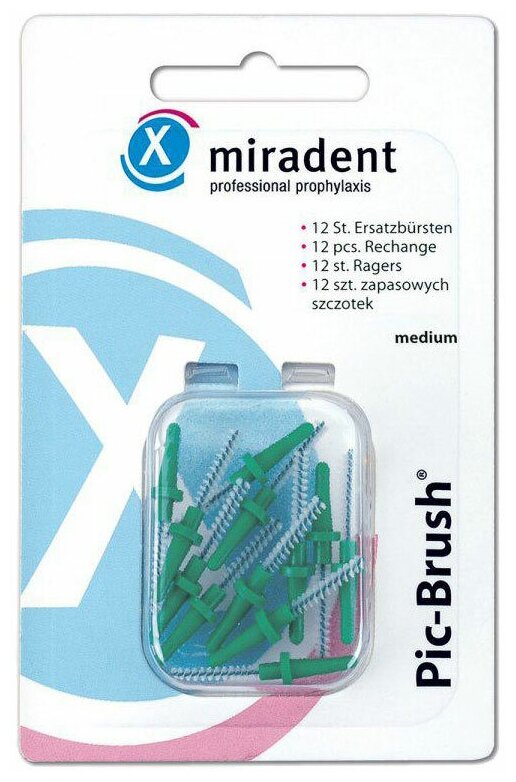 Ершики Miradent Pic-Brush refills Green Зеленые, 12 шт