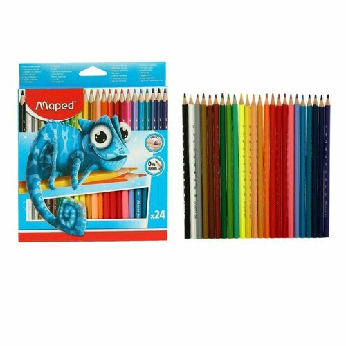 Карандаши пластиковые 24 цвета Maped PULSE, в картонной коробке, европодвес карандаши цветные pulse пластиковые 24 цвета