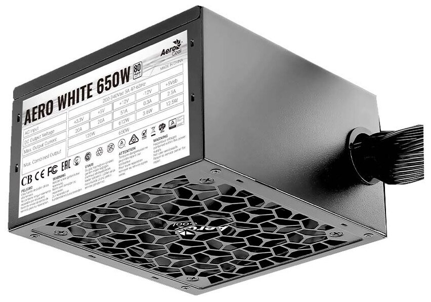 Блок питания 650W Aerocool AERO WHITE 650W ATX 24 80 Standard 120mm fan APFC 4710562753936
