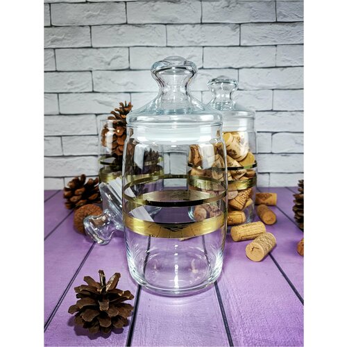 Набор банок для сыпучих продуктов с алмазной гравировкой PROMSIZ Золотая ветвь банки для сыпучих продуктов банка стеклянная с крышкой стеклянные банки для хранения соли и сахара 1100 мл 3 шт 1057₽