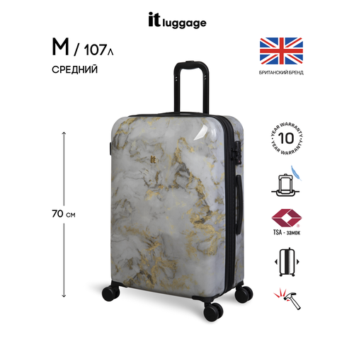 фото Чемодан it luggage, поликарбонат, опорные ножки на боковой стенке, износостойкий, увеличение объема, 107 л, размер m+, мультиколор