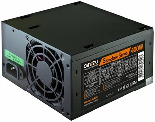 Блок питания Ginzzu SA400 ATX, 8cm fan, 20+4pin +4Pin, 2*SATA, 2*IDE Черный