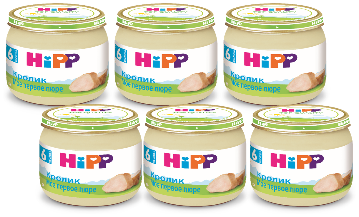 HIPP HIPP Пюре из Кролика с 6 мес 80г, 6 шт