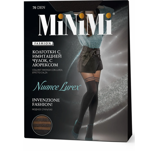 Колготки  MiNiMi Миними / MiNiMi Nuance Lurex - Колготки c имитацией чулок с люрексом 70 DEN Carbone 2(S), размер 2, синий