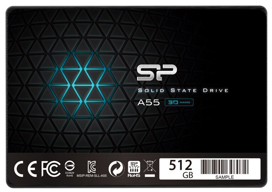 SSD накопитель Silicon Power Ace A55 SP512GBSS3A55S25 512ГБ, 2.5", SATA III, SATA