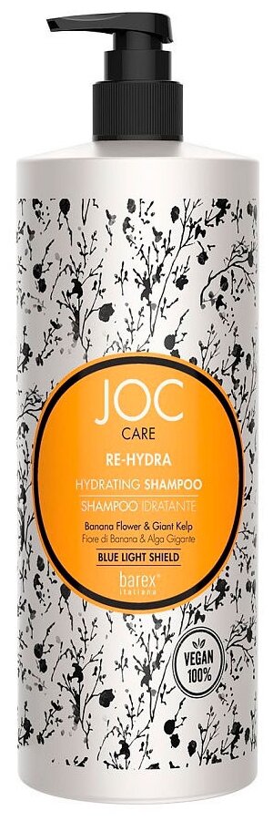 Barex шампунь JOC CARE Re-Hydra увлажняющий с цветком банана и гигантской водорослью, 1000 мл