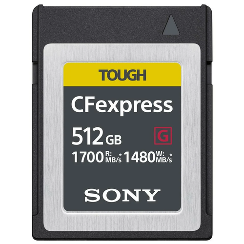Карта памяти Sony CFexpress Type B 512 ГБ, R/W 1700/1480 МБ/с, 1 шт., серый карта памяти sony cfexpress type b 128 гб r w 1700 1480 мб с