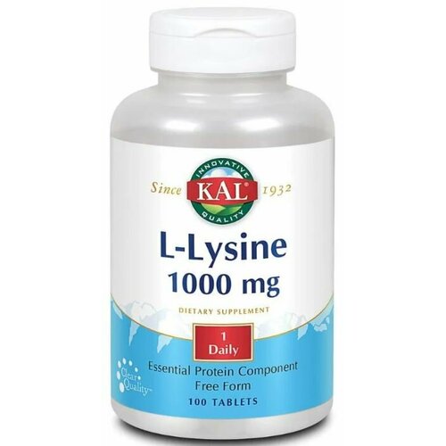 KAL L-Lysine 1000 мг (L-Лизин) 100 таблеток (KAL) solaray l lysine 1000 мг 90 таблеток аминокислота л лизин комплекс с витамином с плюс цинк для поддержки иммунитета