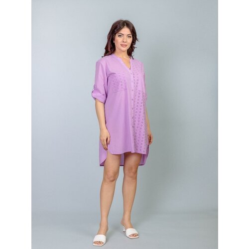 Платье-рубашка женское GANG 23-212-5 хлопок шитье лиловый