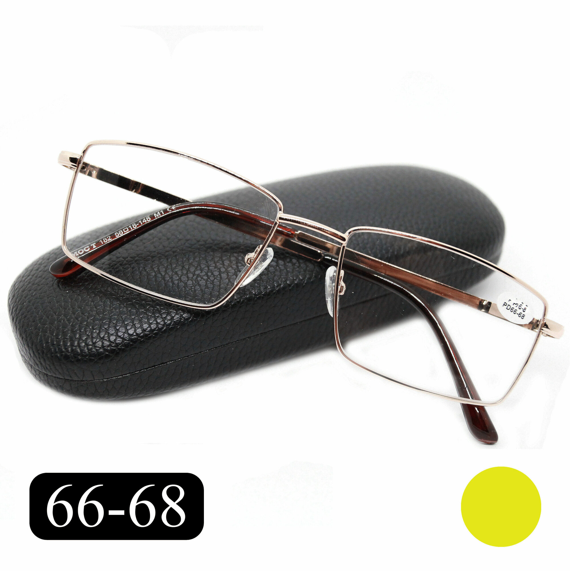 Готовые очки на крупное лицо РЦ 66-68 (+2.75) MOCT 182 M1, с футляром, цвет золотой, линзы пластик, РЦ 66-68