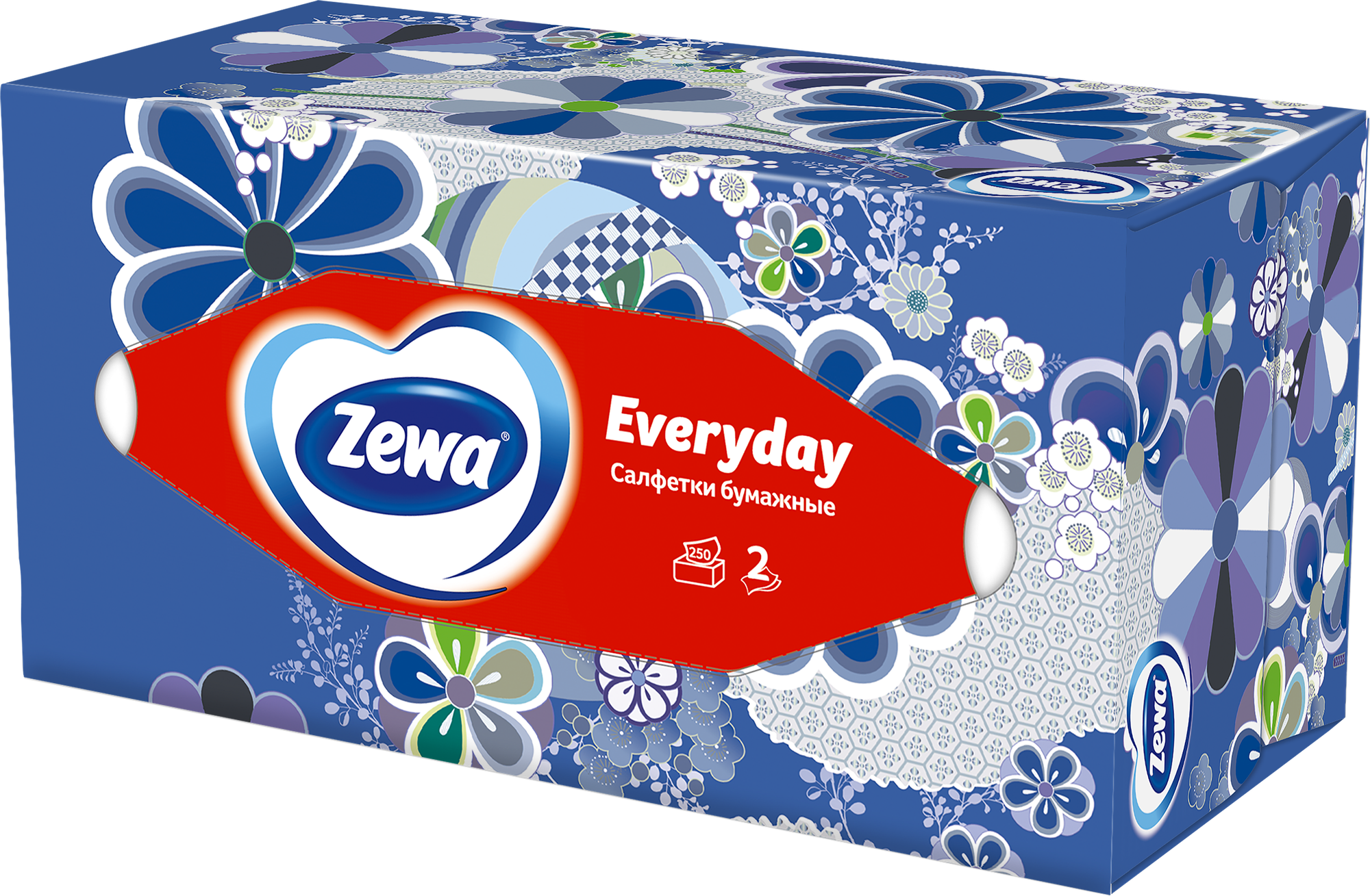 Салфетки косметические Zewa Everyday 2-слойные (250 штук в упаковке) - фотография № 1