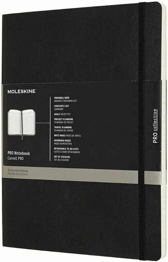 Блокнот Moleskine PROFESSIONAL SOFT XL 190х250мм 192стр. мягкая обложка фиксирующая резинка черный - фото №1