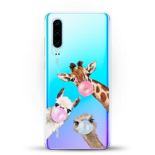 фото Силиконовый чехол лама, жираф и страус на huawei p30 andy & paul
