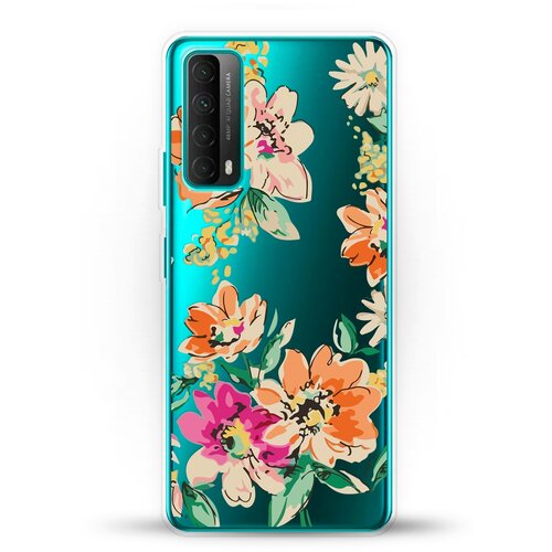 фото Силиконовый чехол цветы оранжевые на huawei p smart 2021 andy & paul