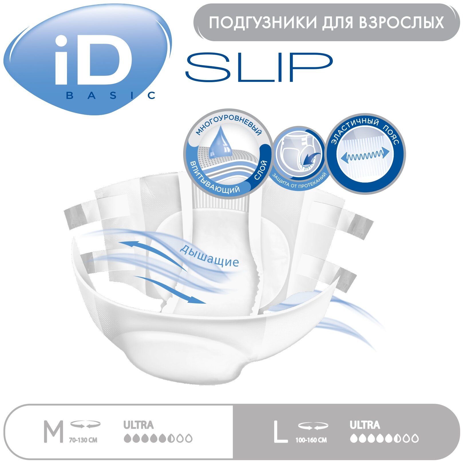 Подгузники для взрослых iD Slip Basic M, 10шт. - фото №2