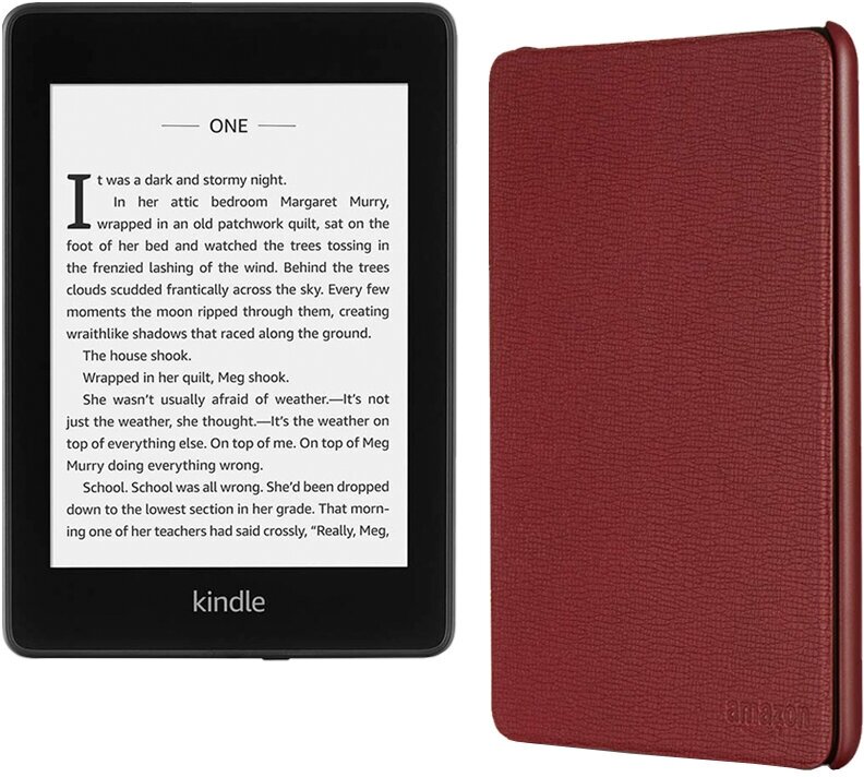 Электронная книга Amazon Kindle PaperWhite 2018 8Gb black Ad-Supported с фирменной обложкой