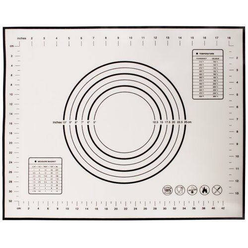 фото Коврик для выпечки и раскатки теста силиконовый с армированием iqzip 40см х 50см цвет белый,термостойкий до +250°с