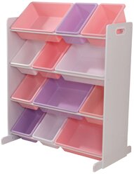 Стеллаж KidKraft Sort It & Store it с 12 контейнерами 83х47х100 см Pastel & White