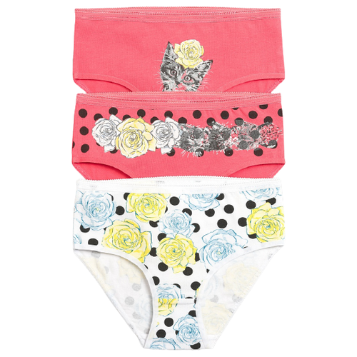 фото Трусики pelican 3 шт., размер 5, малиновый/малиновый/белый(25/25/2)