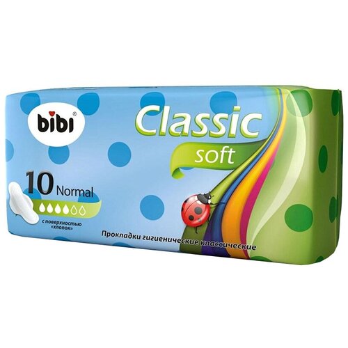 Bibi прокладки Classic Normal Soft, 4 капли, 10 шт., розовый