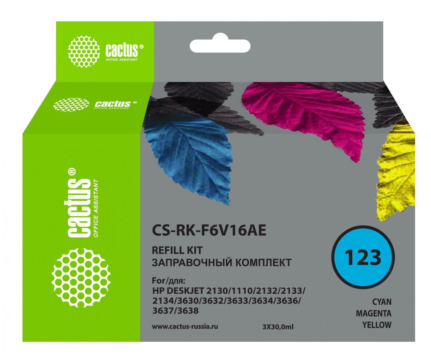 Заправочный набор Cactus CS-RK-F6V16AE, для HP, 90мл, многоцветный