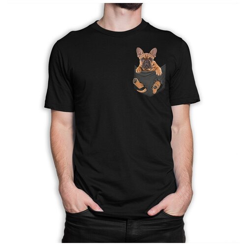 фото Футболка dream shirts бульдог в кармашке мужская l черная