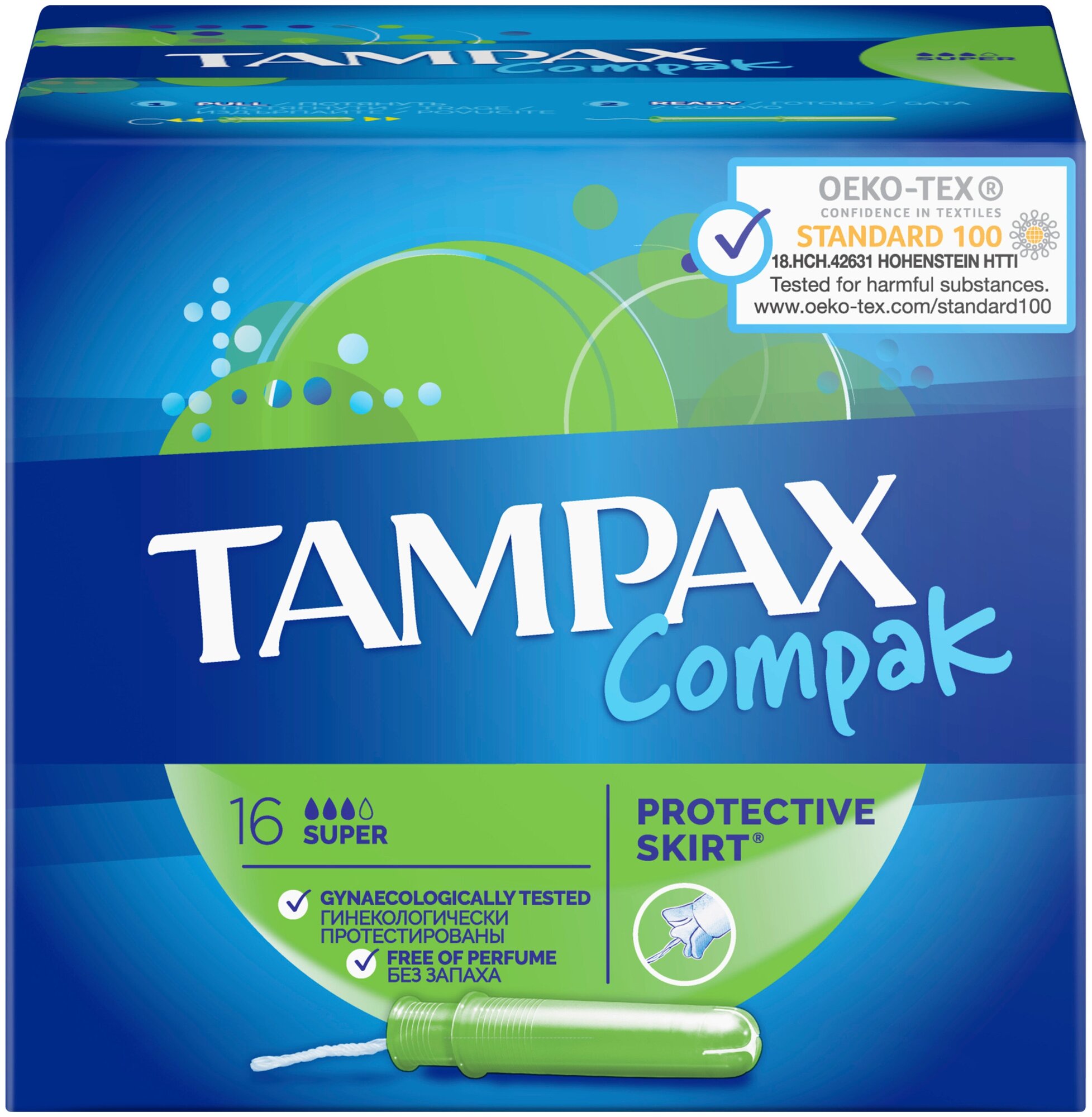 TAMPAX тампоны Compak Super с аппликатором, 3 капли, 32 шт. 2 упаковки