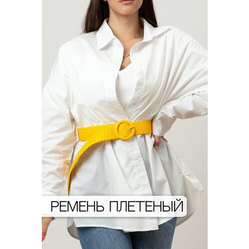 фото Ремень экокожа, для женщин, размер 110, длина 110 см., бежевый awengo belts