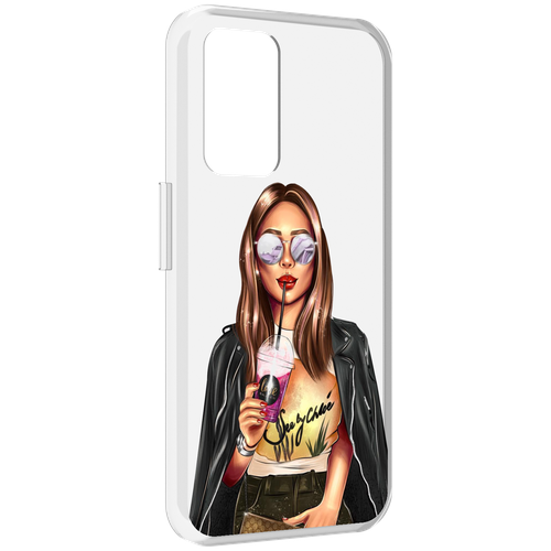 Чехол MyPads девушка-с-фиолетовым-коктейлем женский для Realme GT Neo3T задняя-панель-накладка-бампер
