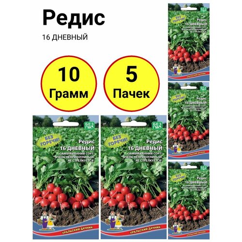 Редис 16 дневный 2г, Уральский дачник - комплект 5 пачек редис 16 дневный 2г уральский дачник комплект 3 пачки