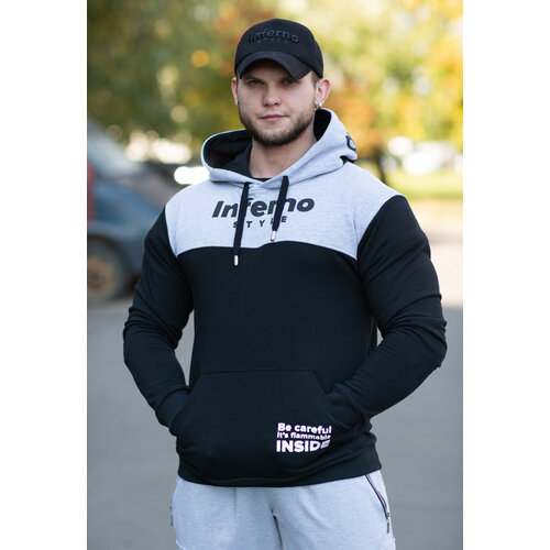 фото Худи inferno style, размер s, серый, черный