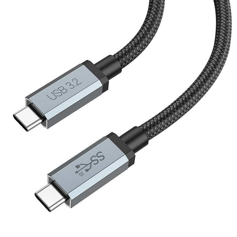 фото US06, кабель для зарядки и передачи данных Type-C на Type-C USB3.2 20Gbps 100W, 4K 60Hz HD дублирование экрана, зарядка до PD100W, 1м