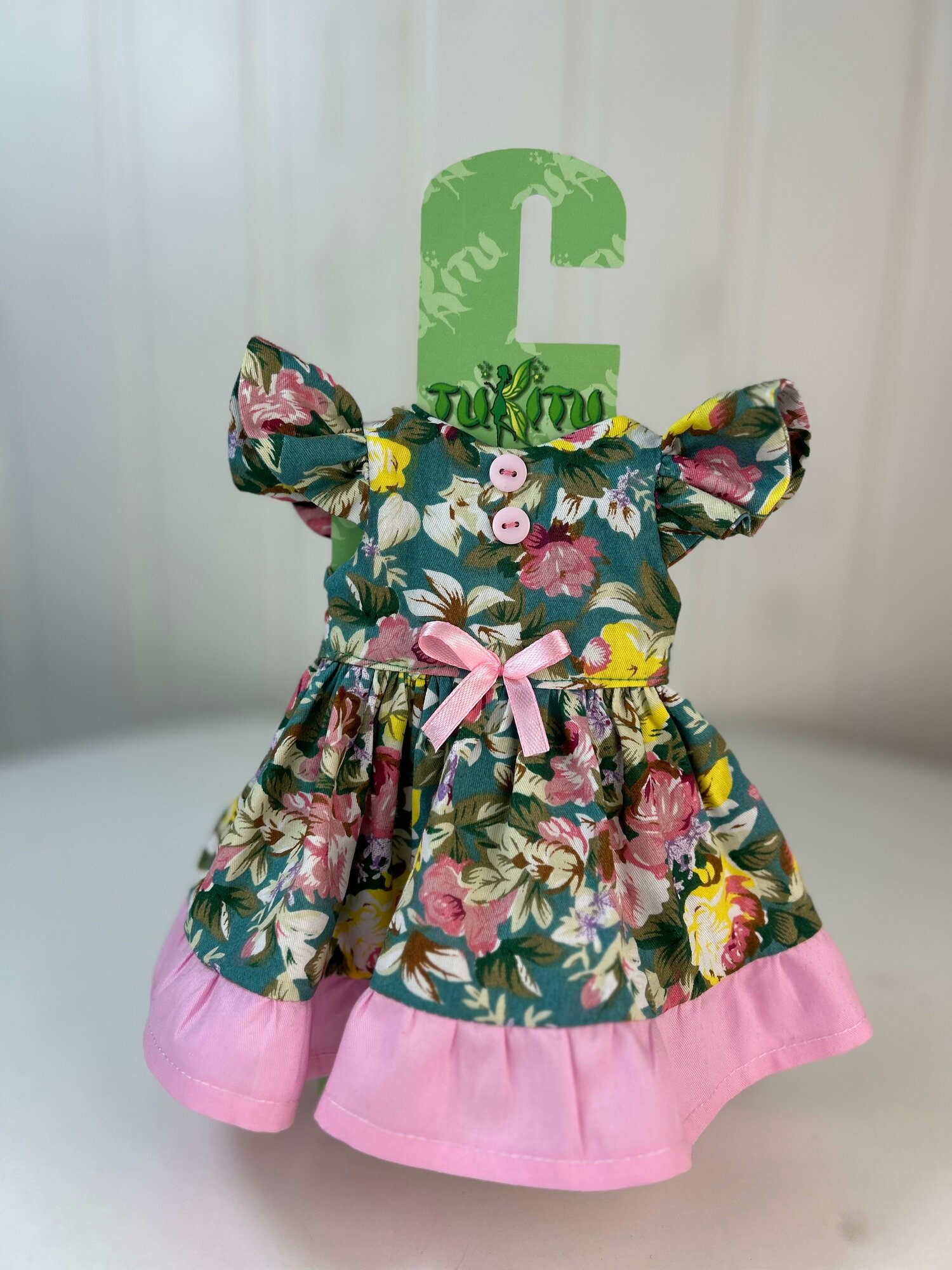 Комплект одежды для кукол TuKiTu Платье с крылышками, бант на голову, вязаная сумочка, 1 - фото №2