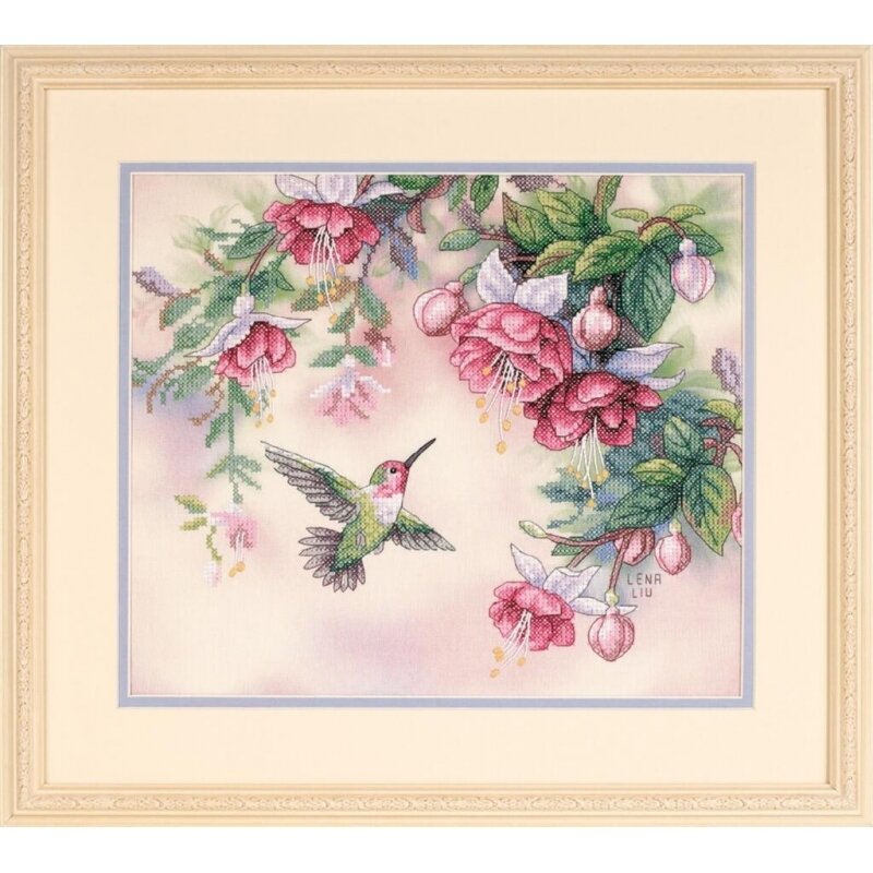 13139 Набор для вышивания крестом DIMENSIONS Hummingbird and Fuchsias "Калибри и фуксии"