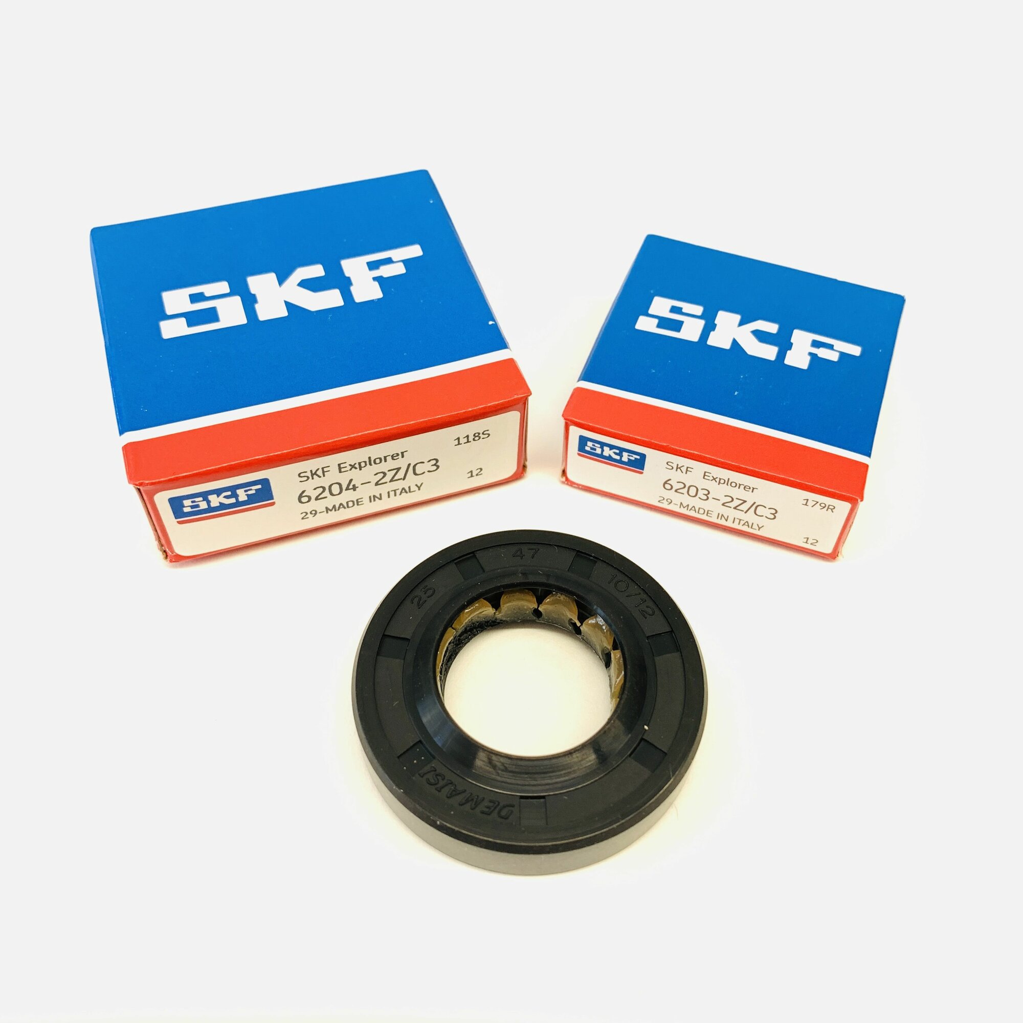 Ремкомплект бака стиральной машины подшипники SKF 6203 6204 сальник 25*47*10 мм Candy, Ariston, Indesit, Hansa, WESTEL, Whirpool