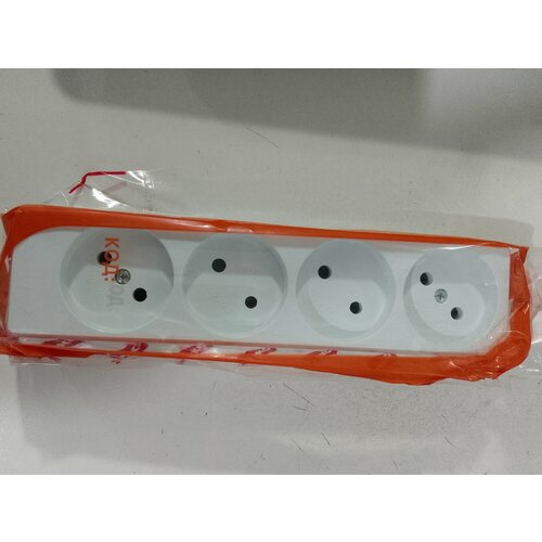 Колодка сетевая для удлинителя 4 гнезда без земли 10А 250В Велконт белая 140₽