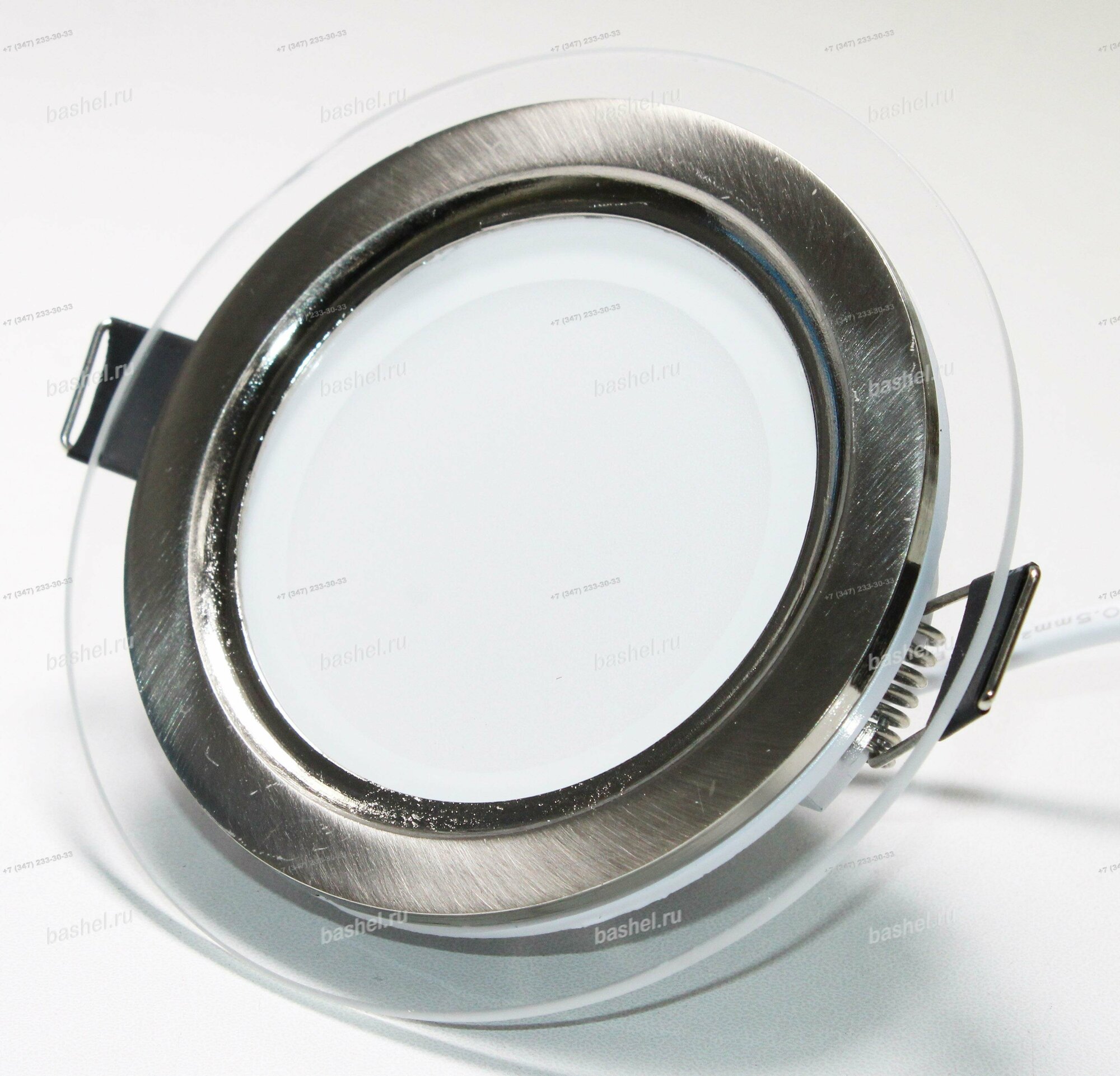 Светильник светодиодный 6W, 310Lm, Warm-3000k, D-100mm IC-RS-D100 (серебристый, встраиваемый d-76, стеклянная рамка)
