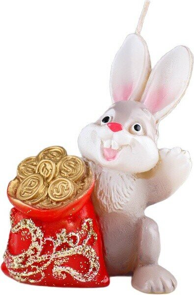 Свеча фигурная «Кролик с мешком», 10,5х7,5 см, 81 г 9083751 — фото 1