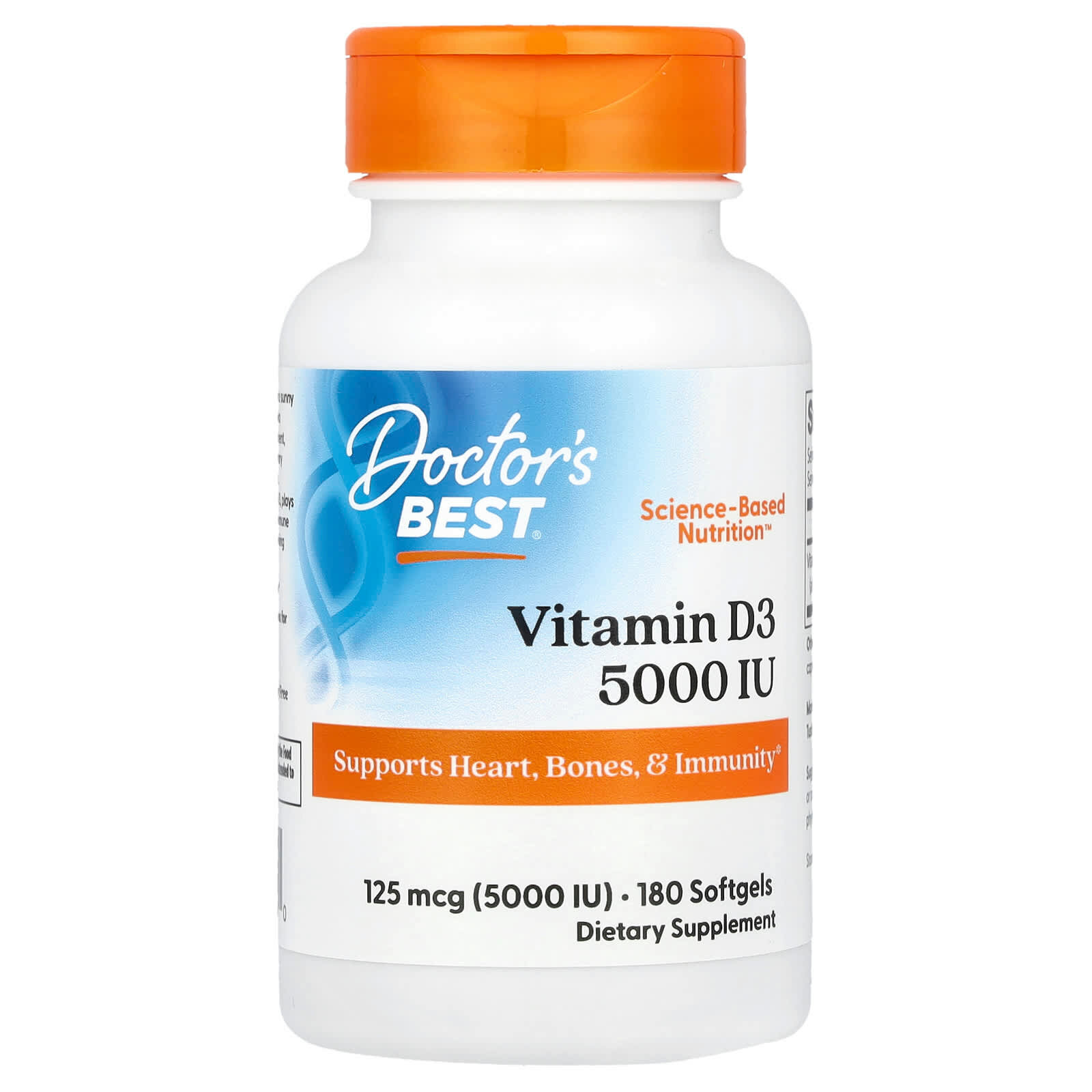 Doctor's Best, Витамин D3, 5000 МЕ, 180 капсул /Vitamin D3