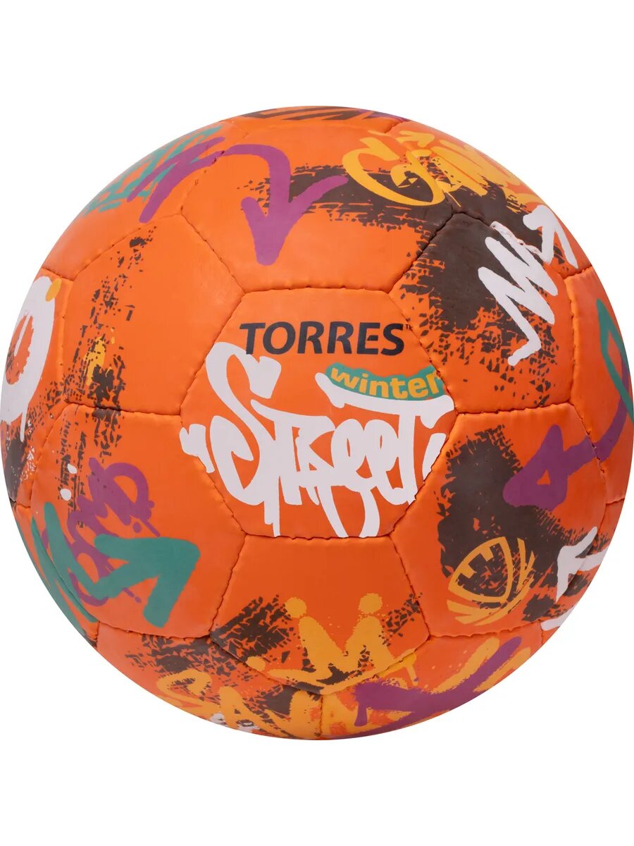 Мяч футб. TORRES Winter Street, F023285, р.5, 32 пан, рез, 4 подкл. слоя, руч. сшив, оранж-мультик.