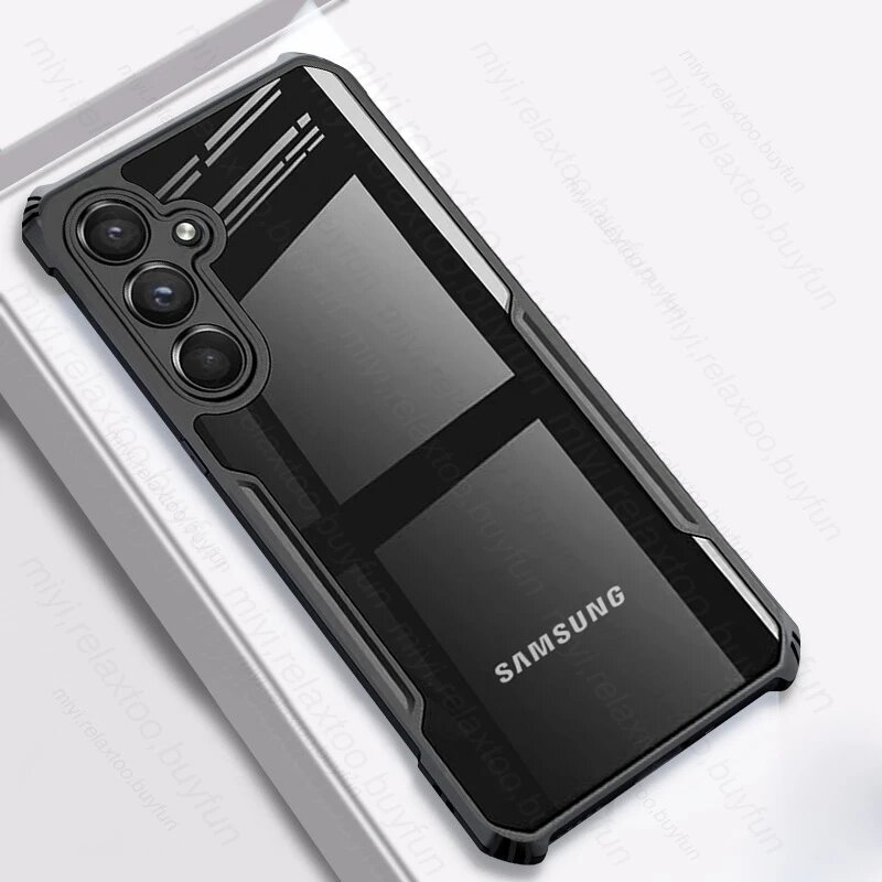 Чехол для Samsung Galaxy M55 5G, прозрачная акриловая задняя крышка на SumsungM55 Sansung Samsang M55 M 55 M 2024, противоударный бронированный чехол, Black-01, For Samsung M55 5G